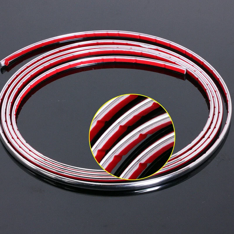 2 Meter 6.5FT Chrome Car Door Edge Strip Protector Auto Moulding Guard Strip Anti Dent Car Decoration Accessories Exterior Parts