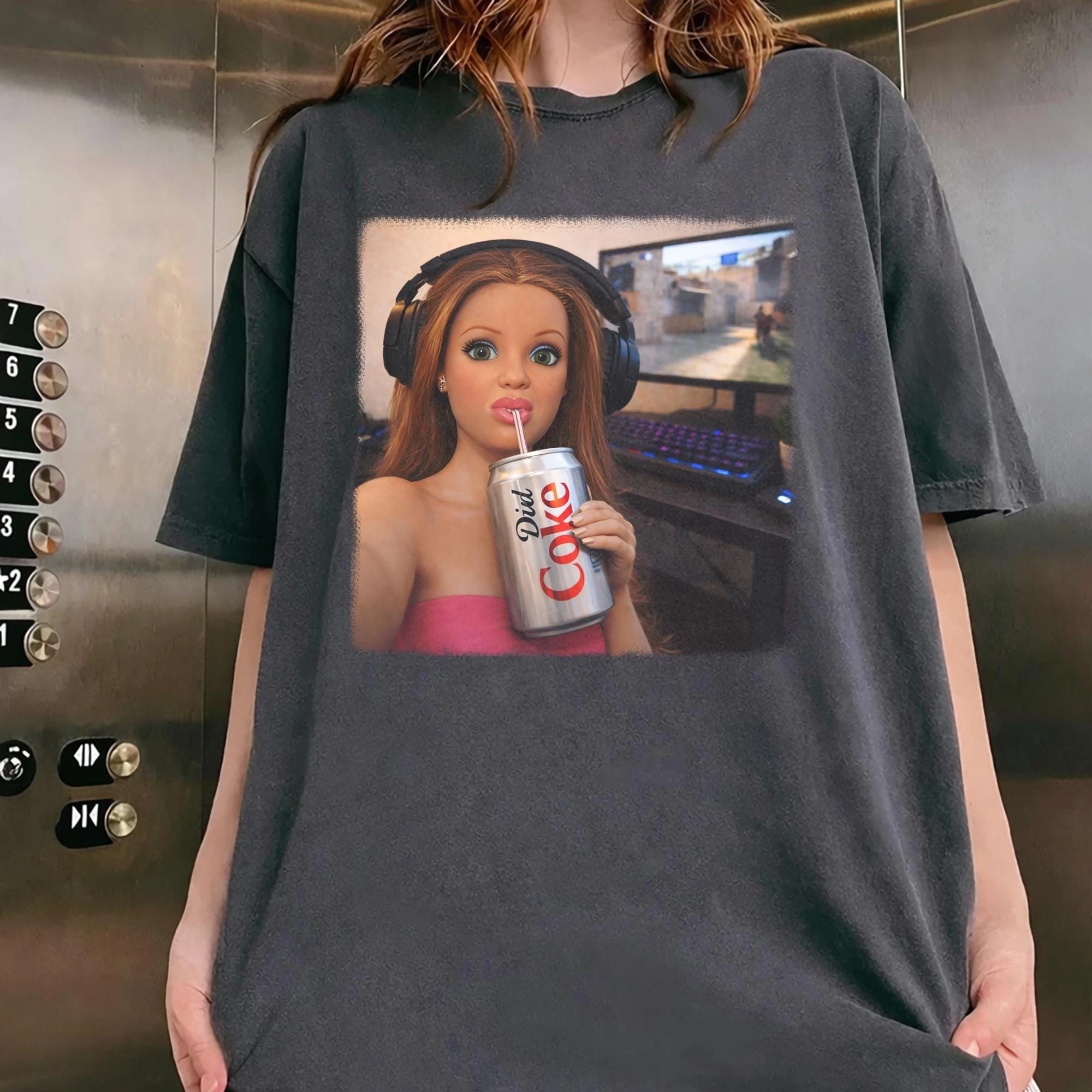 Doll Face Funny Meme T-shirt Women Stressed Doll T-shirt Offensive Weird Gift Trendy Oversized Streetwear Female Male Clothing