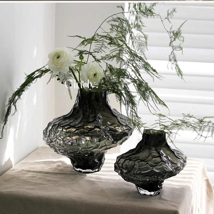 Light luxury transparent glass hydroponic vase flower device home decoration living room flower arrangement water