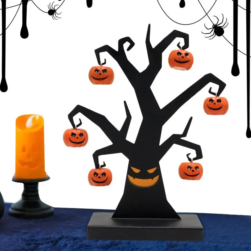 

Halloween Tree Tabletop Decor Spooky Pumpkins Desk Decor Iron Pumpkin Tree Home Decor Desktop Statues Table Centerpieces