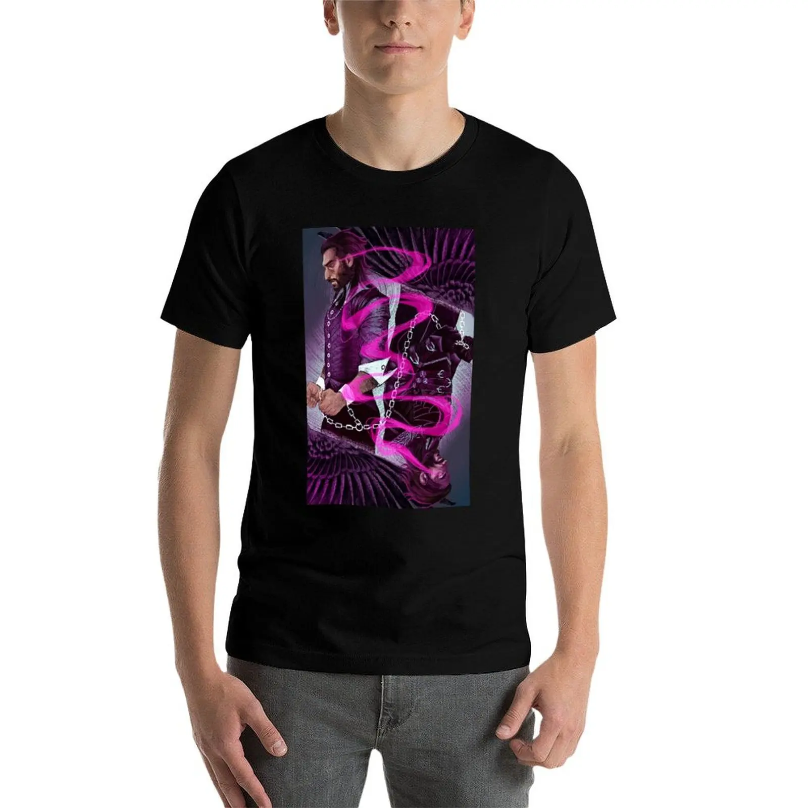 

Dragon Age : The Veilguard tarot - Veiltober, day 4, Lucanis T-Shirt t shirts for man slim fit t shirt man casual T-Shirt