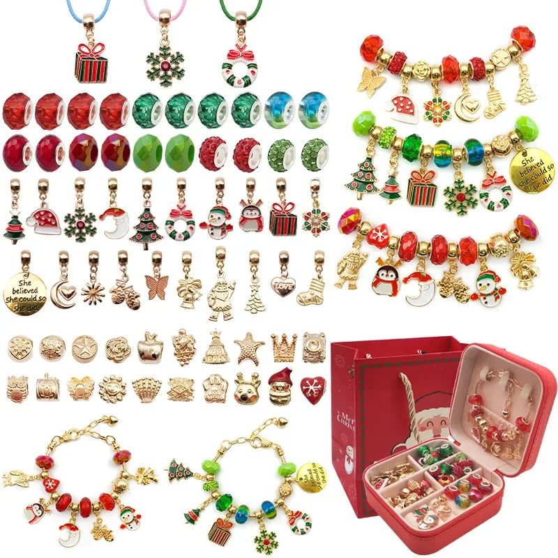 

2024 DIY Bracelet 66 Pcs of Jewelry Making Kit Jewelry Accessories with Beads, Pendant Charms String for Girls New Year Gifts