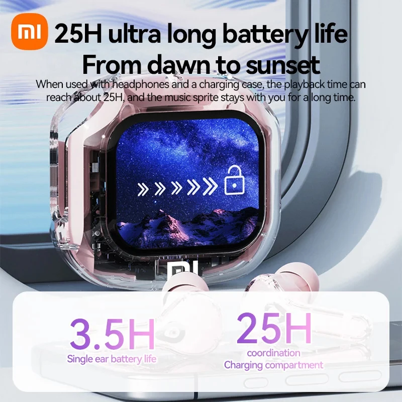 XIAOMI MIJIA Air Max Bluetooth Earphones Original Transparent Wireless Headset In Ear TWS Touch Screen Digital Sports Earphones