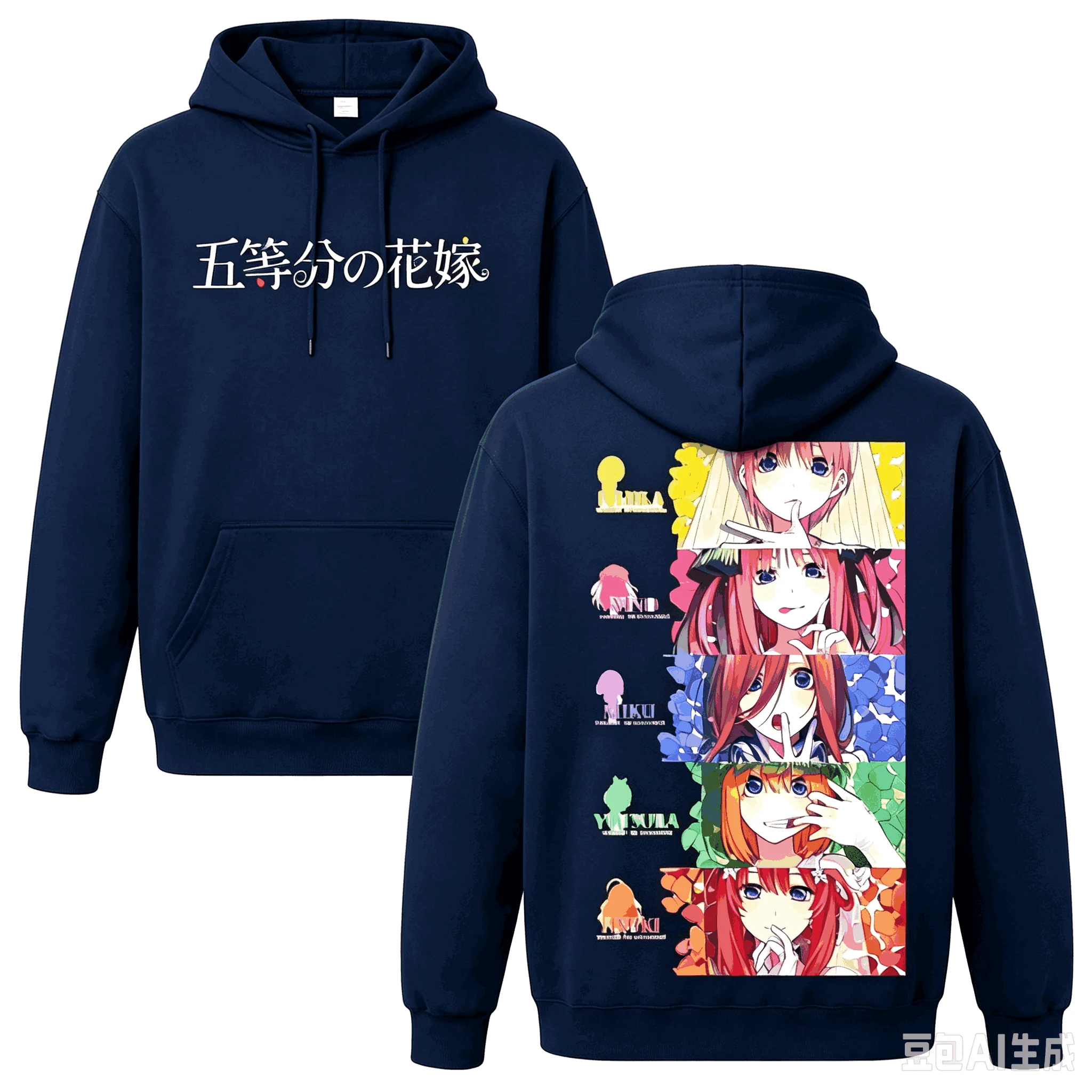 Heißer Verkauf Anime The Quintessential Quintuplets Print Hoodie für Männer und Frauen Vintage Hoodie Y2K Gothic Baumwolle Harajuku Oversized Hoodie – Detail 4