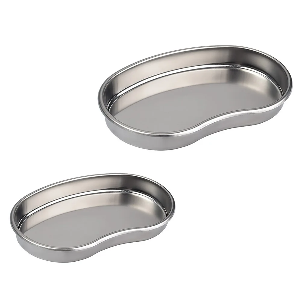 

2 Pcs Kidney Shape Plate Bending Tray Dental Instruments Curved Lid Stainless Steel Medical Supplies Collect Fluids Easy Clean
