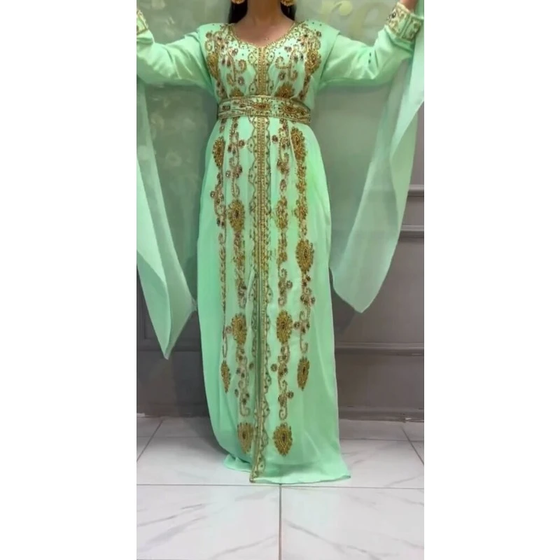 Moroccan Kaftan Wedding Clothing Collection Handmade Abaya Dress Women Dubai