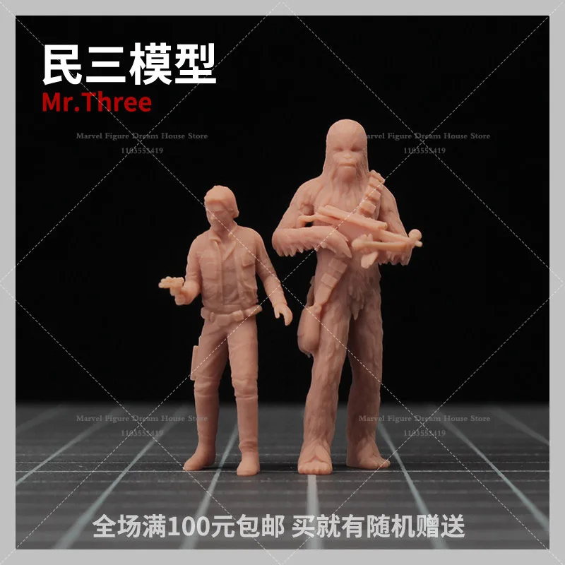 1/64 1/43 Scale Miniature Scene Dolls Un-panited White Figure Mini Model Bounty Hunter with Baby Yoda Cross-galaxy Journey - view 5