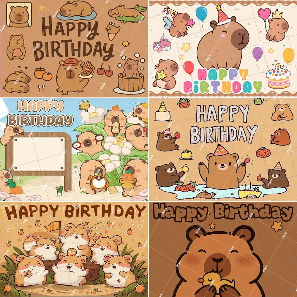 

1Pcs Cartoon Capybara Animal Baby Shower Kids Birthday Party Custom Banner Backdrop Photography Room Decor Photo Studio Props