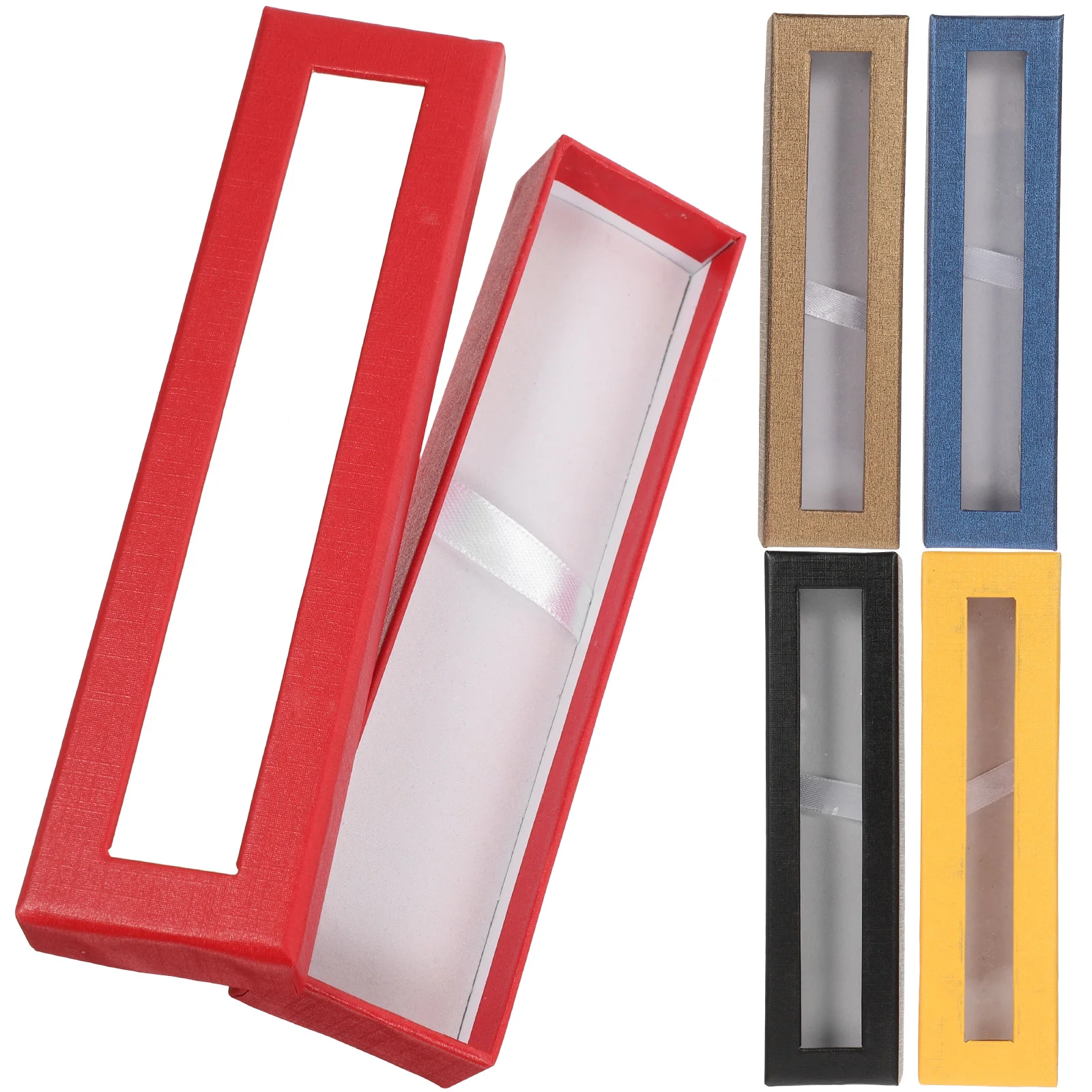5 Pcs Gift Option Gift Box Transparent Window Organizer Storage Containers Fountain Pen Holder Empty Boxes Small Case