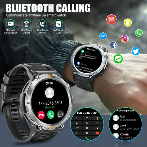Imagen 2 del producto EIGIIS 2025 nuevo reloj inteligente KE3 3ATM impermeable deporte diseño Original genuino hombres Bluetooth llamada Monitor de salud con linterna