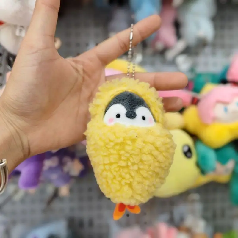 Bonito dos desenhos animados pinguim brinquedo de pelúcia pingente bonito camarão frito boneca de pelúcia mochila chaveiro bonito dos desenhos animados brinquedo de pelúcia animal