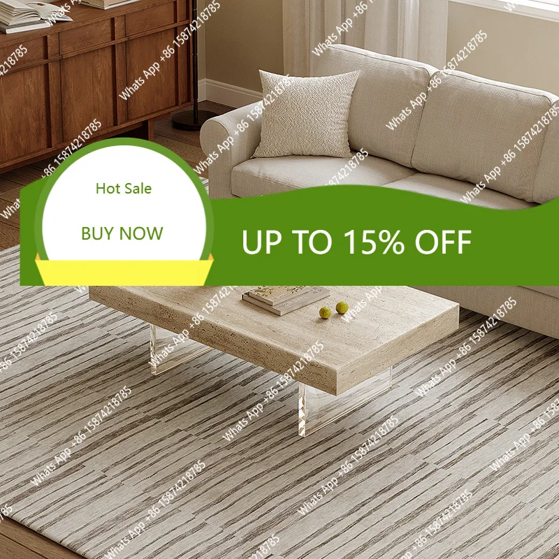 

C69 Wabi-Sabi Travertine Coffee Table, Modern Minimalist Tea Table For Home&Guesthouse, Heat & Scratch Resistant, Artisan Custom