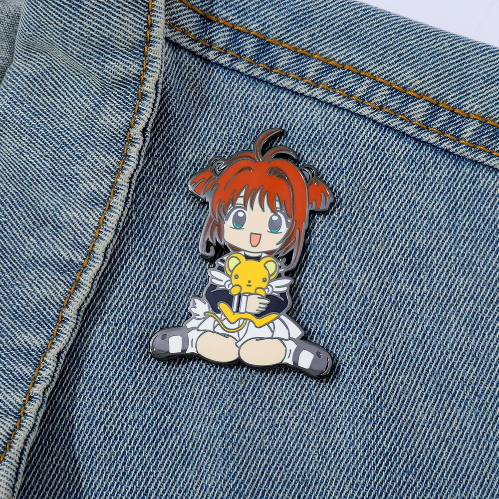 Japanese Anime Cartoon Characters Cardcaptor Sakura Metal Badge Magic Card Girl Sakura Enamel Badge High End Brooch Accessory view 3