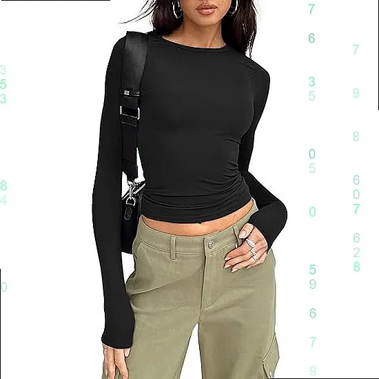 

Autumn Tops for Women Long Sleeve Crew Neck Slim Fit Tee Shirts Blouse Tops Spring Summer