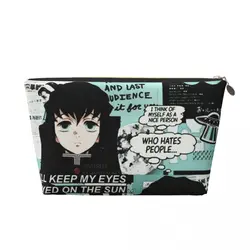 Custom Muichiro Tokito Demon Slayer Toiletry Bag Kimetsu No Yaiba Cosmetic Makeup Organizer Ladies Beauty Storage Dopp Kit Box