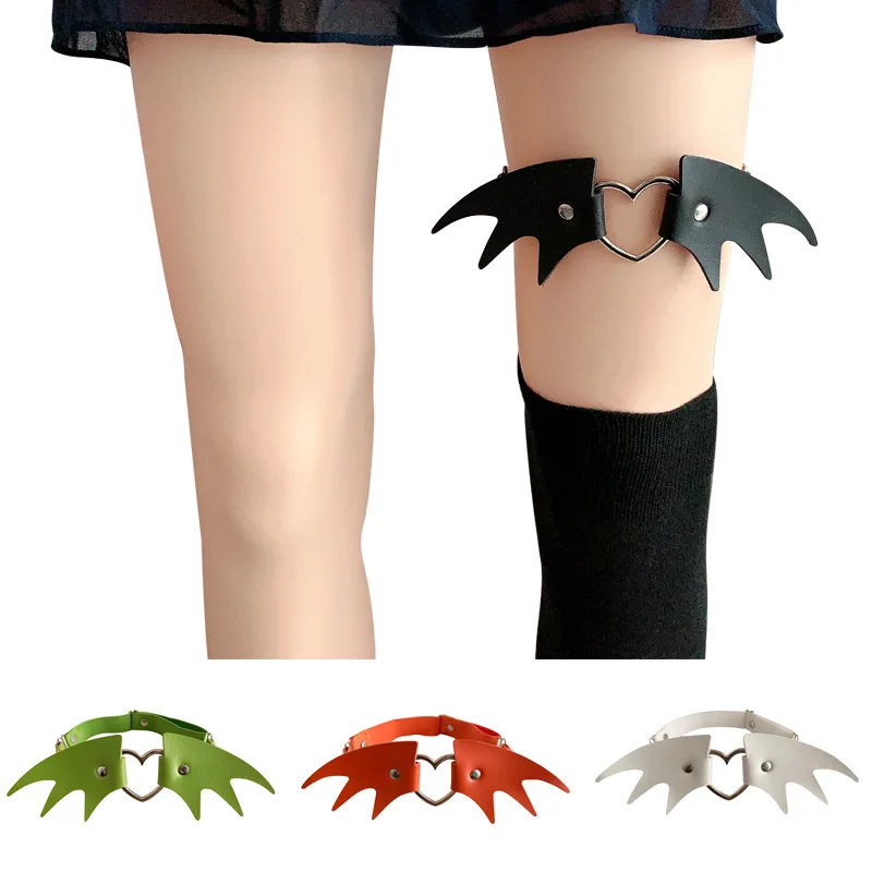 European and American original style, sexy trend exaggerated leg ring, small bat wing leg decoration, dark peach heart leather l