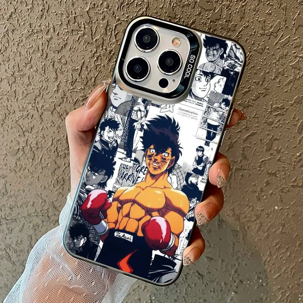 الملاكمة H-Hajime no Ippo جراب هاتف آيفون 17,16,15,14,13,12,11 برو ماكس Blcak ماتي غطاء مقاوم للصدمات