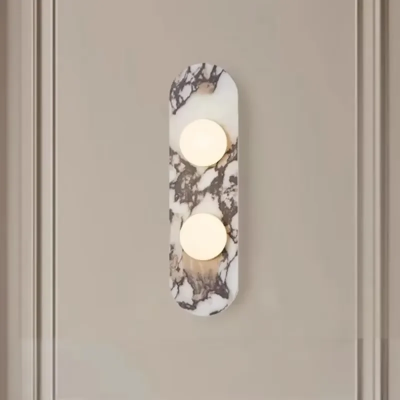 Modern White Black Natural Marble Wall Lamp 8cm G9 Sconce Indoor Lighting Fixture for Foyer Aisle Restaurant Bedroom Home