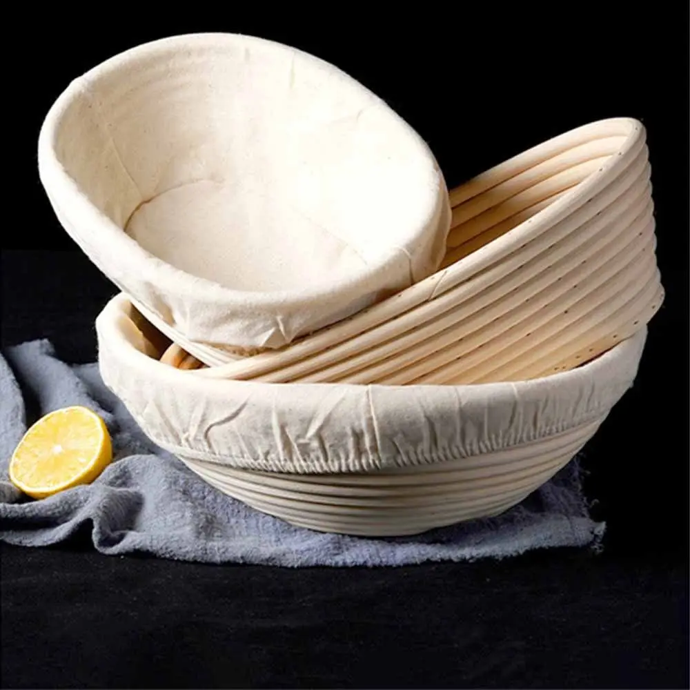Round Bread Proofing Basket Bread Fermentation Linen Lining Bread Basket 6 Sizes Natural Fermentation Basket Baking Utensils
