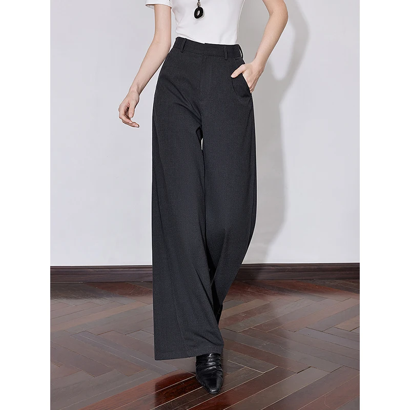 TOYOUTH Women Wide Leg Pants 2025 Spring New High Waist Straight OL Workwear Casual Suit Pants