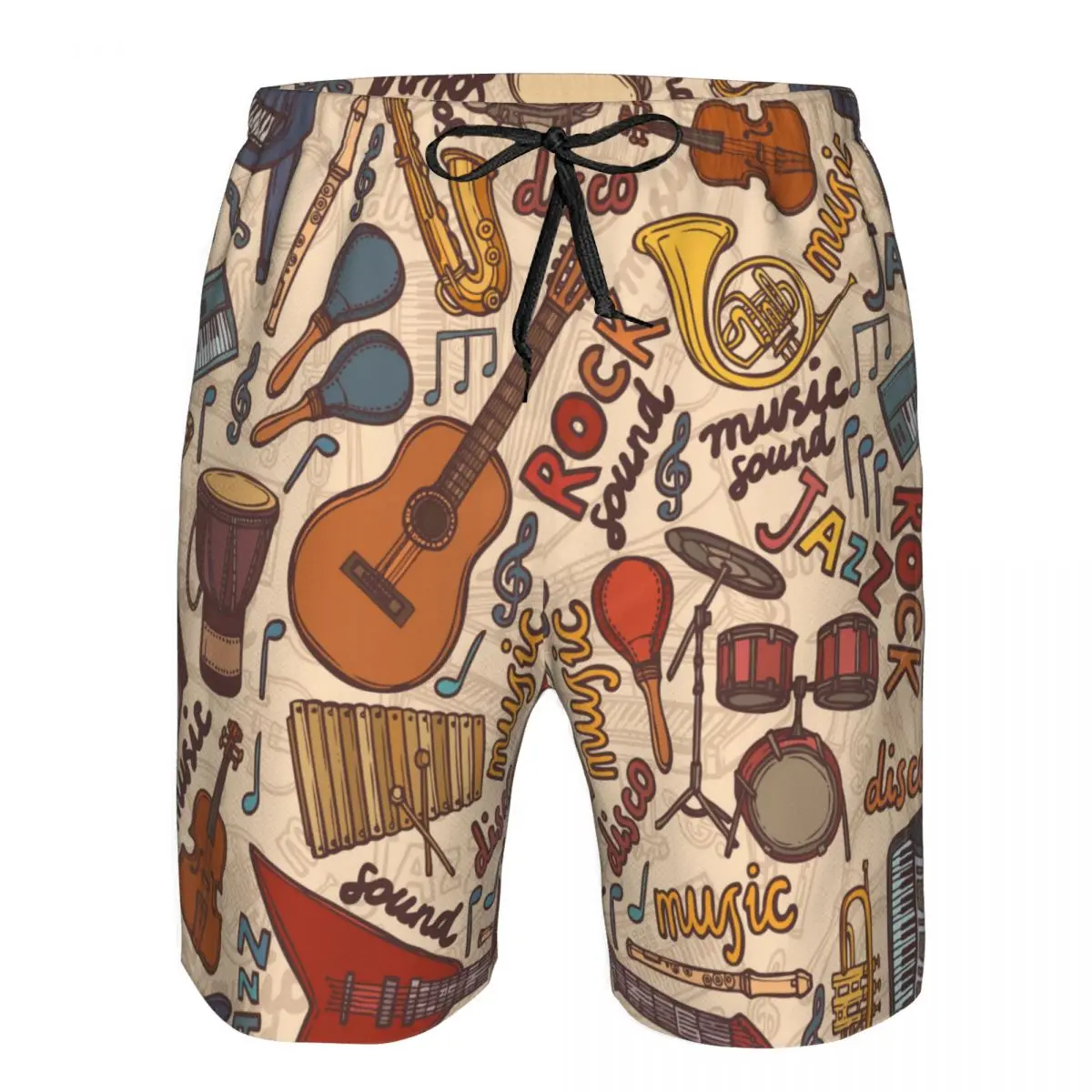 Men's Beach Short Swim Shorts Colorful Musical Instruments Sketch Surfing Sport Board Shorts Swimwear