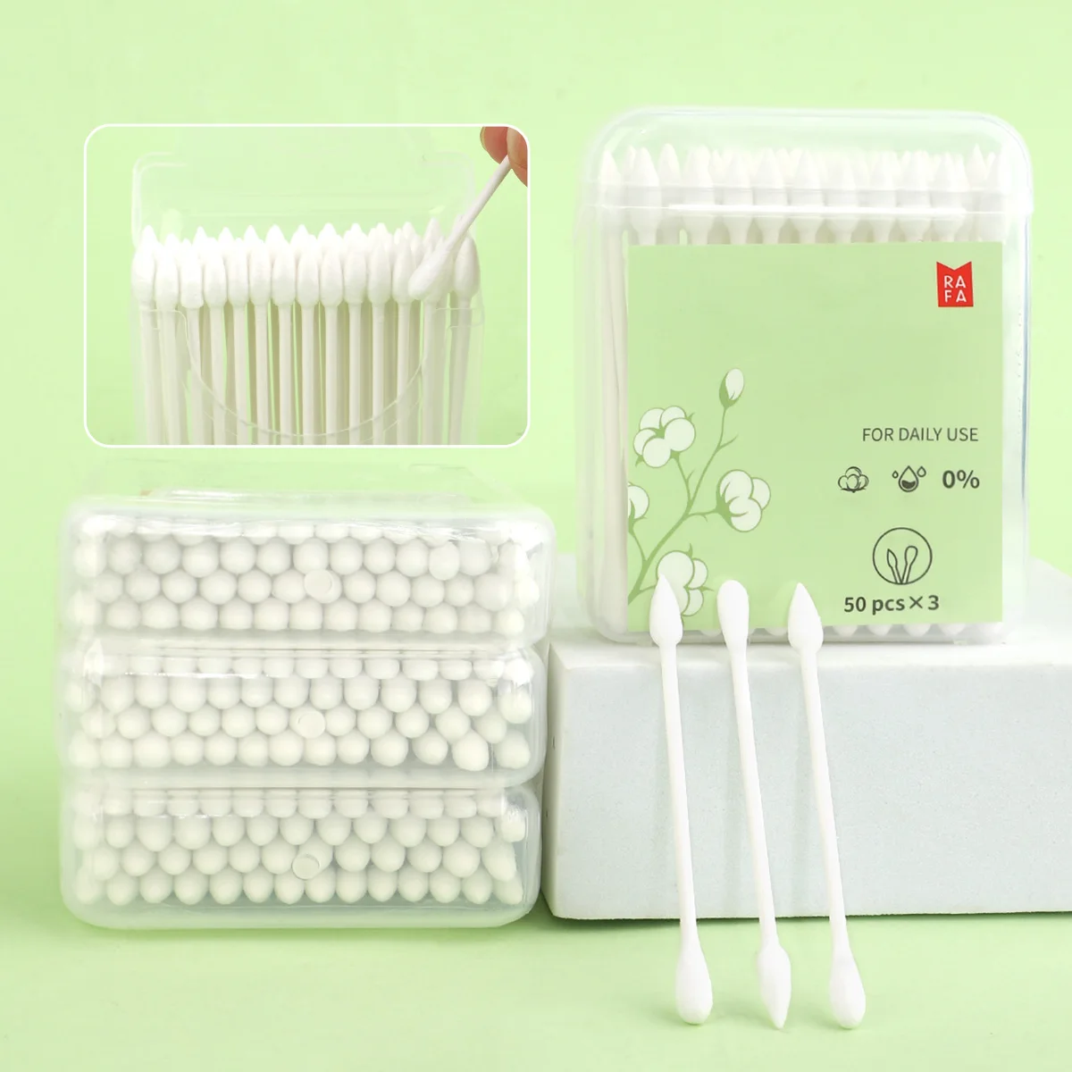 150pcs portable combined cotton swabs, double-headed cotton swabs for ear-plucking makeup, disposable special cotton swab.