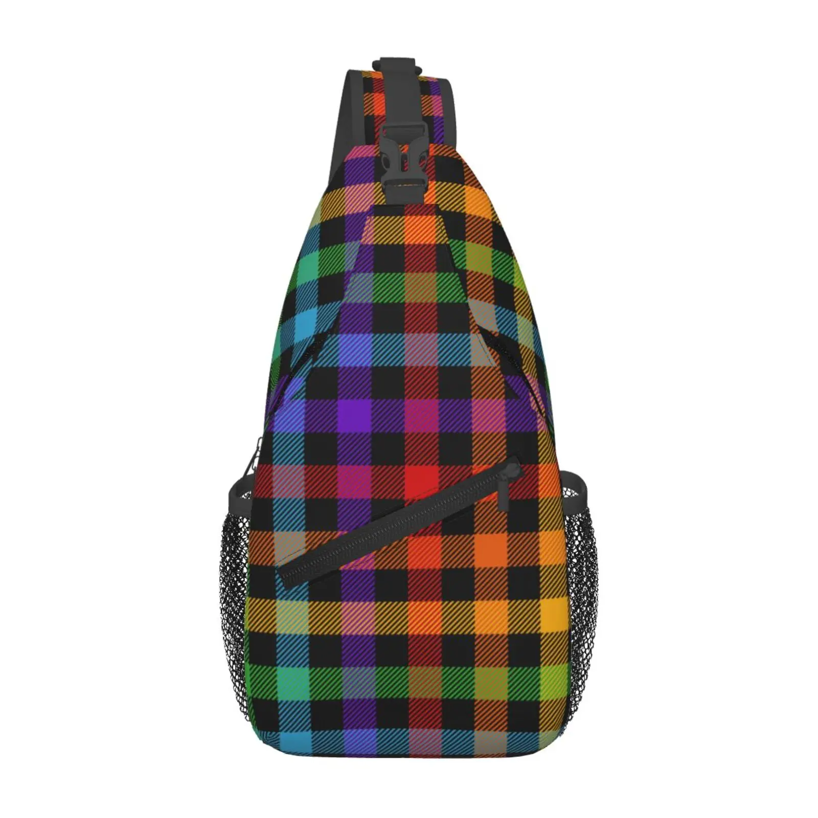 

Colorful Checkered Pattern Chest Bags Crossbody Sling Bag Travel Hiking Sports Backpack Casual Lightweight Daypack for Men Women