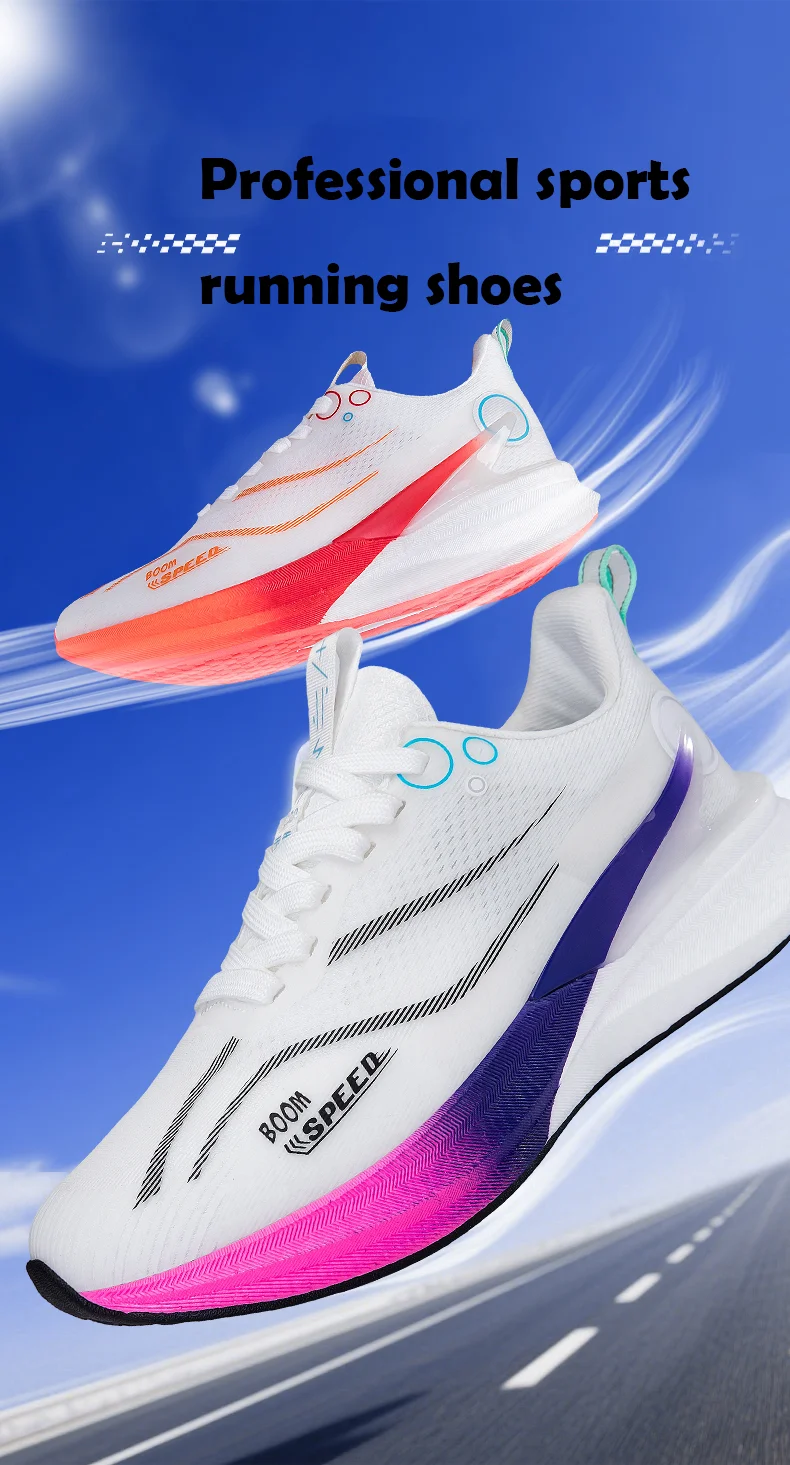 Carbonfaser-Laufschuhe mit atmungsaktivem Mesh und stabiler Sohle für Marathonrennen, Straßentraining, Herren und Damen, leicht und stoßdämpfend – Detail 2