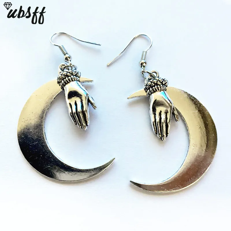 1Pair Moon hand earrings Witchy alternative goth witch gothic boho celtic Pagan earings fashion jewelry 2022