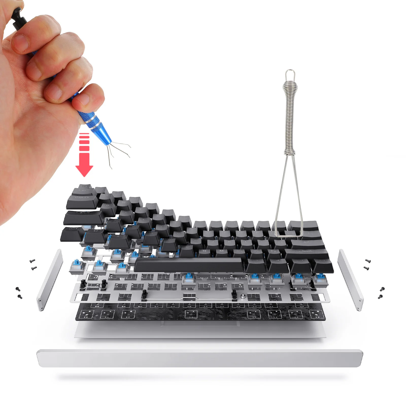 

1Set Keyboard Cleaning Kit Keycap Puller Brush Mechanical Keyboard Lubricating Pen Chip Picker Anti-Static Electronics Tool