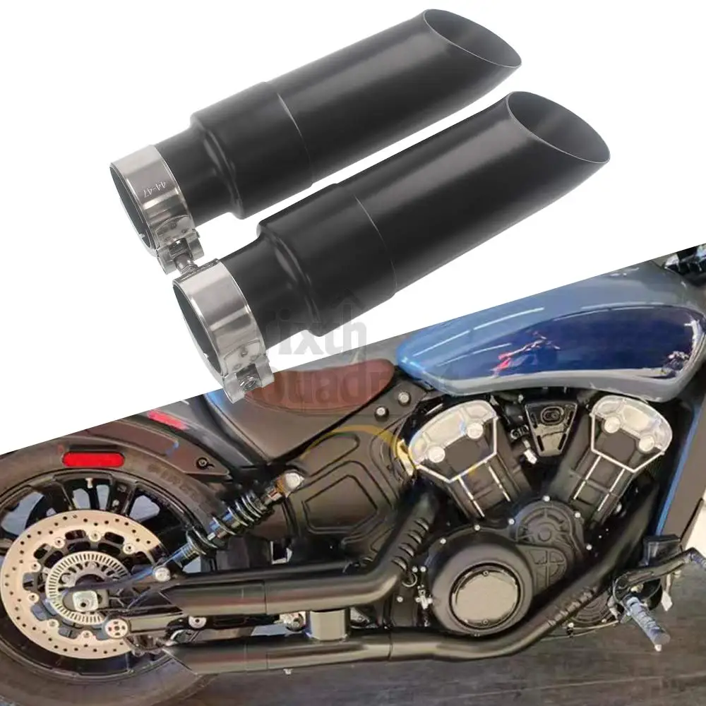 

1 Pair Black Motorcycle Exhaust Pipes With Silencer Durable Moto Short Muffler Exhaust Tail Tip Section Steel Alloy For Indian