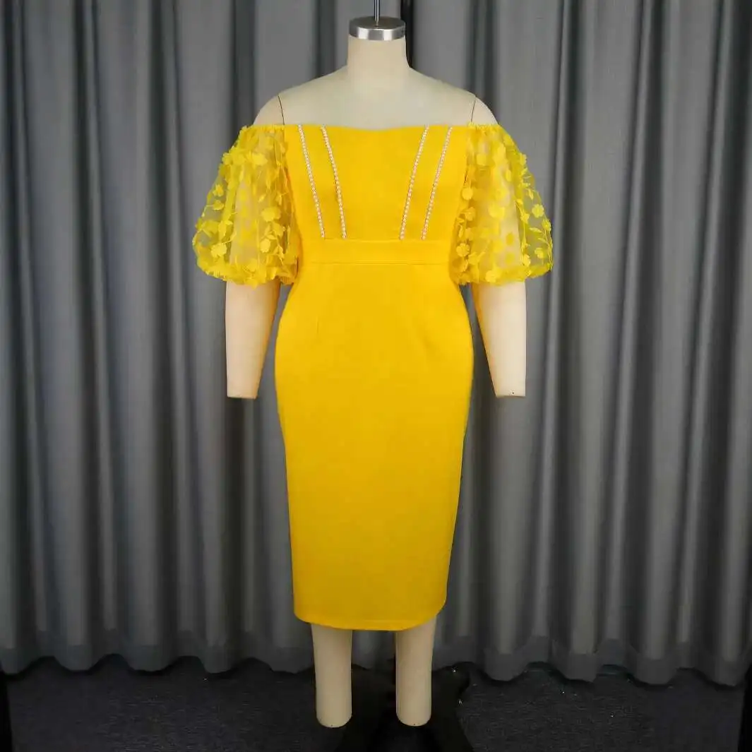 

Sheer Am041242sexy Strapless Lantern Sleeve Dress Fashion Party Cocktail Beaded Slip Dress 2025 Summer Dress Robe Vestido Women