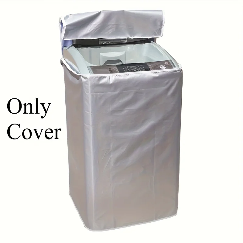 Silver-Colored Washing Machine Protective Cover Available in Various Sizes, Waterproof, Dustproof, and UV-Resistant.