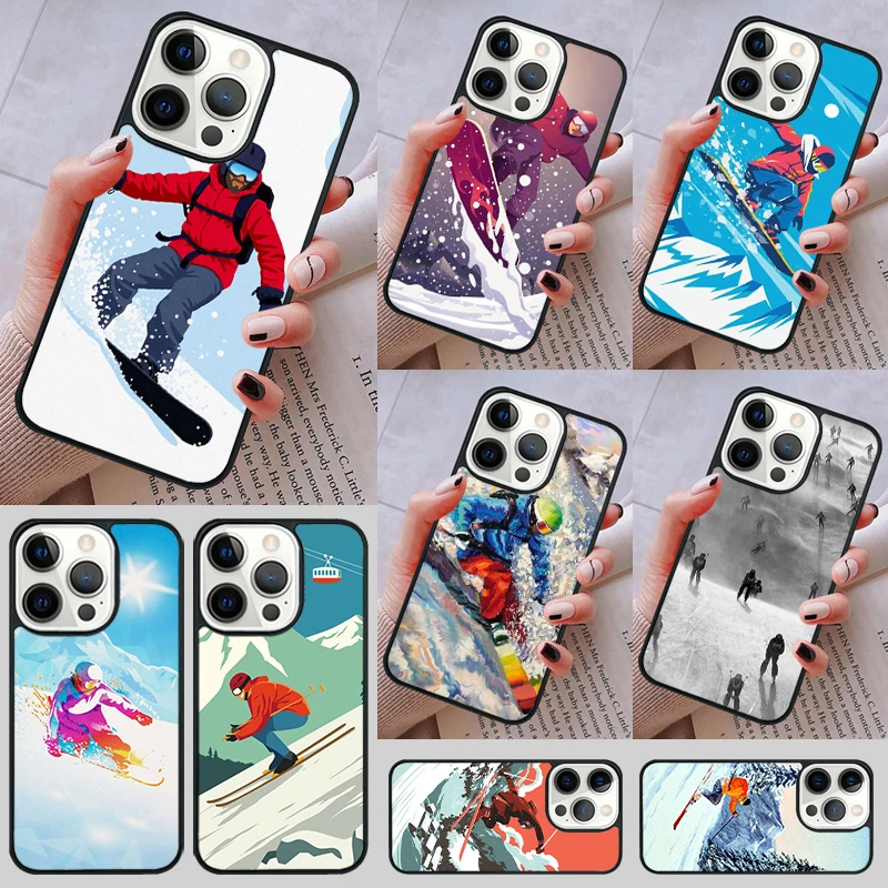 Ski Neige Snowboard Phone Case cover For iPhone 14 13 15 16 Pro Max Coque 12 11 Pro Max For Apple 8 PLUS 7 6S fundas