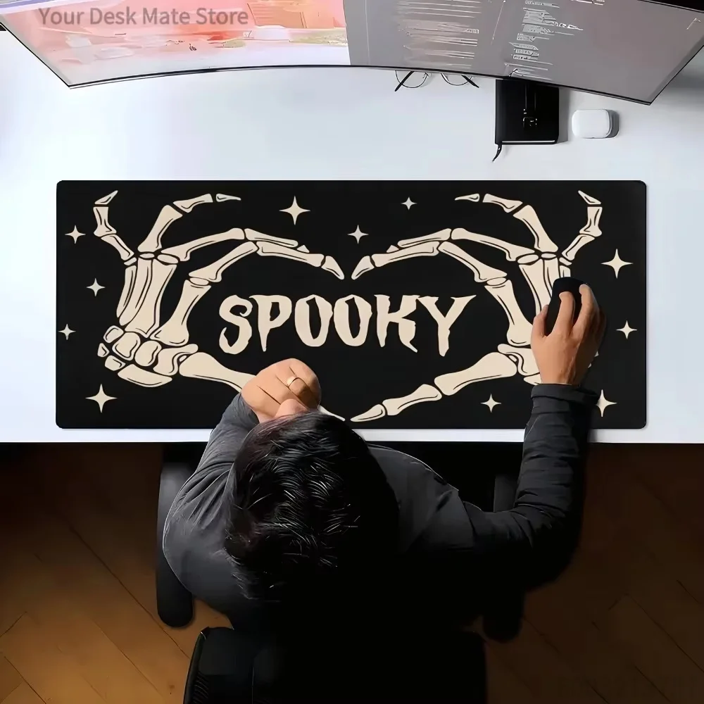 Spooky Skeleton Hand Star Black Desk Mat Waterproof Non Slip Halloween Gothic Mouse Pad Nice Gift for Street Style Gamers