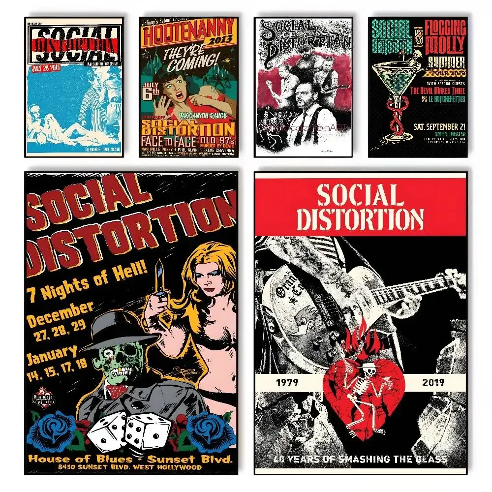 Social Distortion Iron Painting Wall Poster Art Canvas Aesthetic Printing Paper Wall Art for Living Room Bar Fashion Home Decor