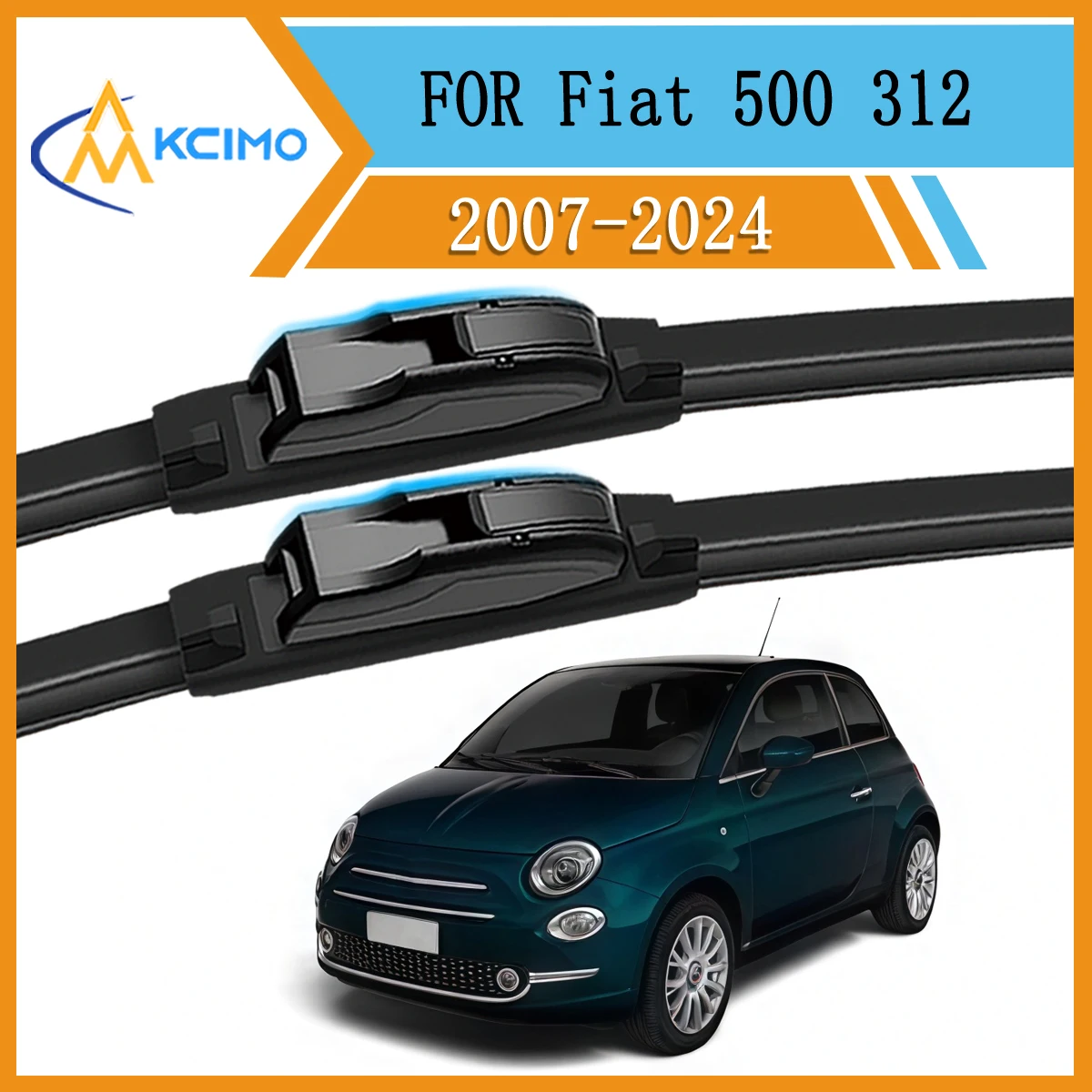 

Windshield Wiper Blades Set For Fiat 500 312 2007-2024 Complete Front Pair All-Season Performance Easy Installation