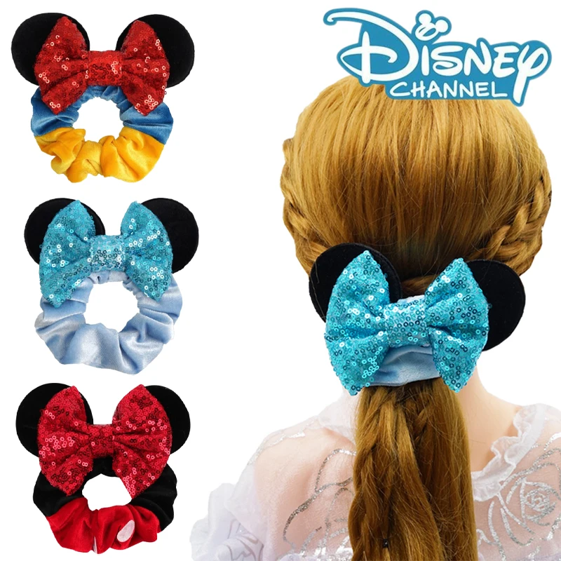 

Disney Hair Rope Princess Girl Hair Tie Cartoon Headband Elastic Hair Band Ponytail Holder Christmas Party Headwear Accessories