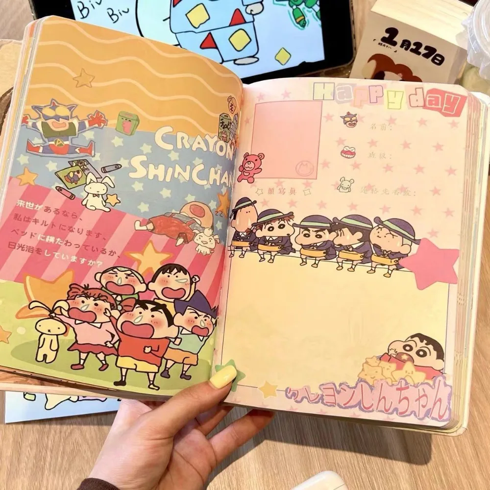 Kawaii Crayon Shin Chan A5 Geschilderd Binnenpagina Notebook Student Leuke Hoge Schoonheid Gedrukt Hand Getrokken Dagboek Meisje Geschenken Speelgoed