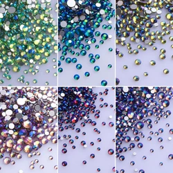 High Quality Mix Size SS6-SS20 Glass Rhinestones Dark Green AB Flat Back Strass Stones Diamond DIY Crafts Nail Art Accessories