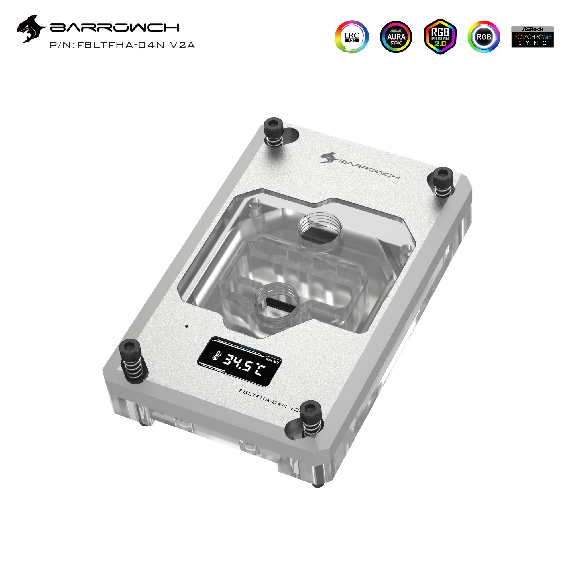 BARROWCH CPU Koeler Voor AMD RYZEN AM5/AM4/AM3 +/FM2 + Waterblok LED Digitale Display Heatsink, 5V 3PIN FBLTFHA-04N V2A