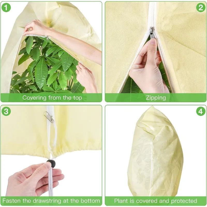 Plant Covers Freeze Protection,  Winter Cold Weather Frost Blankets Shrub Jacket with Drawstring Reusable  Protection  Outdoor