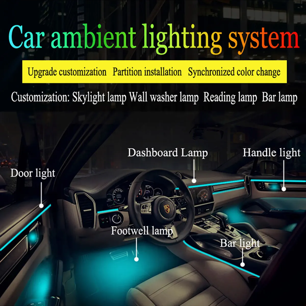 10in1 Led Rgb Acrylic Light Bar Car ambient lighting Interior Atmosphere lights LED Decorative light strip cigarette lighter 12v