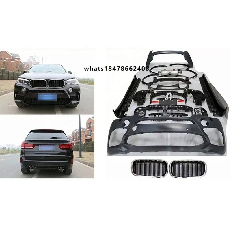 Car Body Kit for X5 F15 2013 2014 2015 2016 2017 2018 Upgrade X5M with Front Bumper Assembly Grilles Rear Bumper Tail Pipes