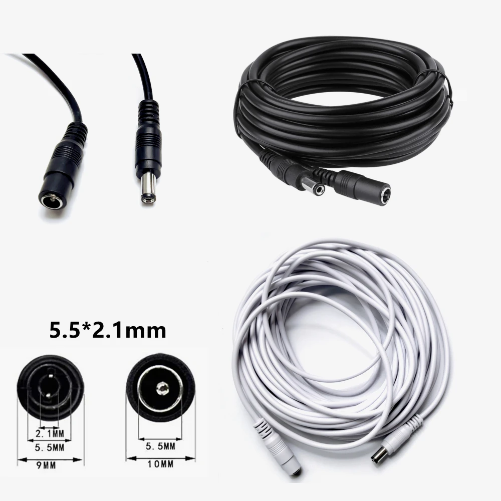 DC Extension Cable 12V 22AWG 5.5*2.1mm 1/3/5/10/15/20/30m Male Female Jack Power Cable for CCTV Camera LED Strip Lights