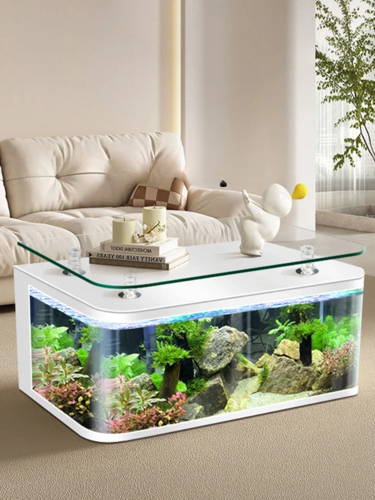 TV Cabinet Fish Tank Integrated Living Room 2023 New Large Household Coffee Table Floor Glass Ecological Aquarium