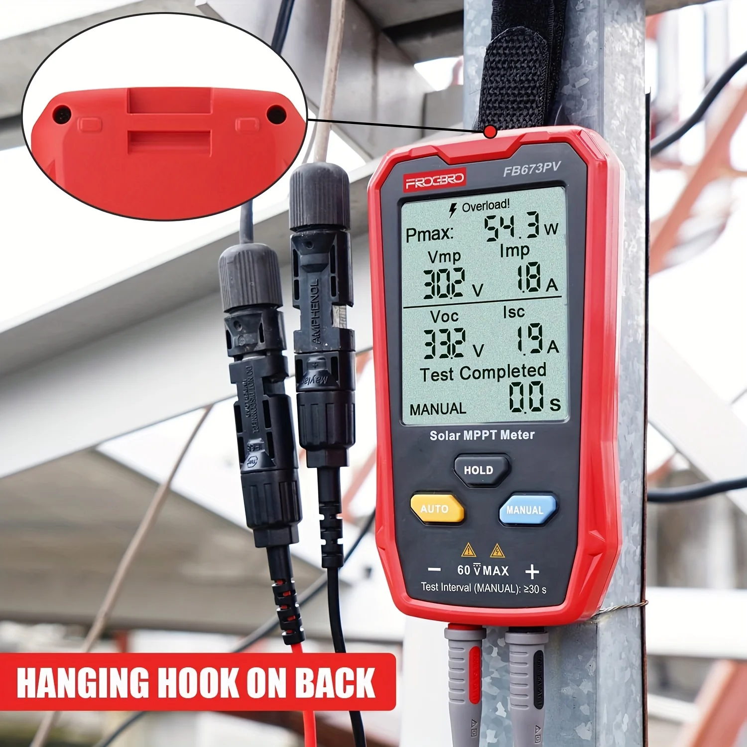 FB673PV Solarpanel-Tester, Photovoltaik-Multimeter, 800 W, Solar-MPPT-Messgerät mit großem, ultraklarem LCD, intelligenter MPPT-Open-Circ