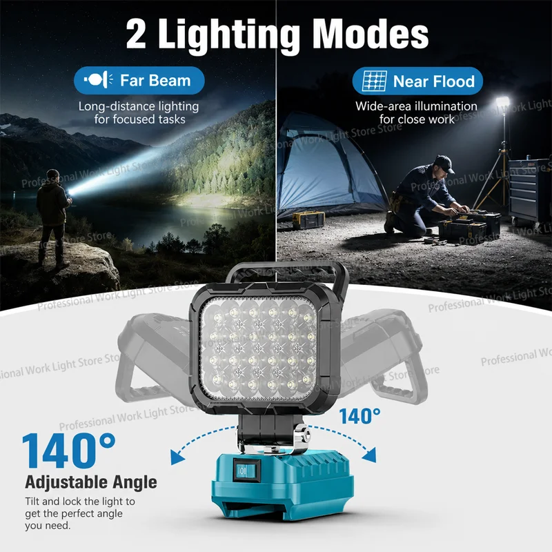 LED Work Light 3/4/8Inch For Makita 14.4V 18V Li-ion Battery Lamp With USB Outdoor Flashlight Lantern Camping Emergency Light