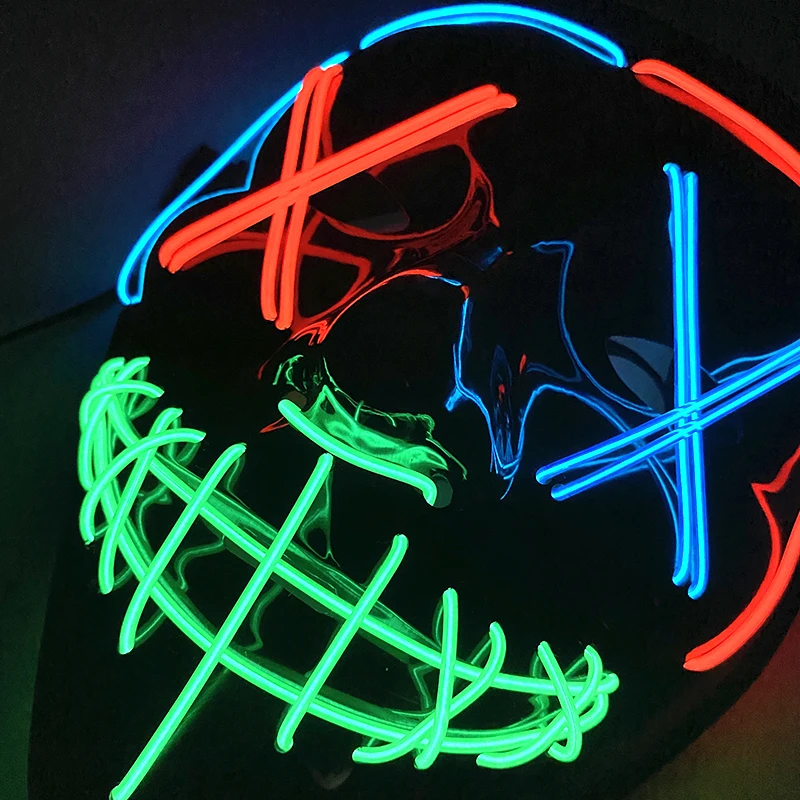 Glowing Vendetta Mask Bar Cosplay Costume Decoration Horror Multi-color LED Mask V For Vendetta Luminous Mask For Men Women