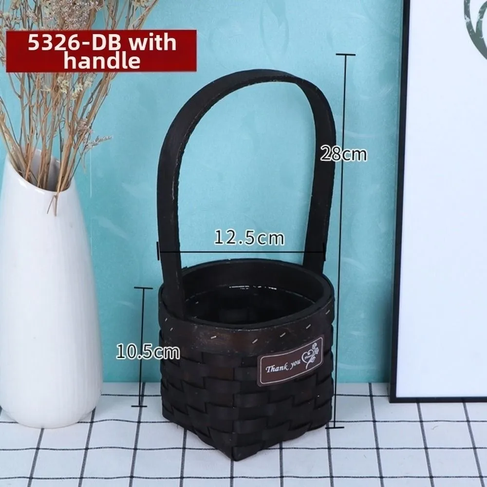 with Handle Imitation Rattan Handhold Household Handwoven Braid Storage Baskets 8 Colors Vegetable Fruit Flowers Holder